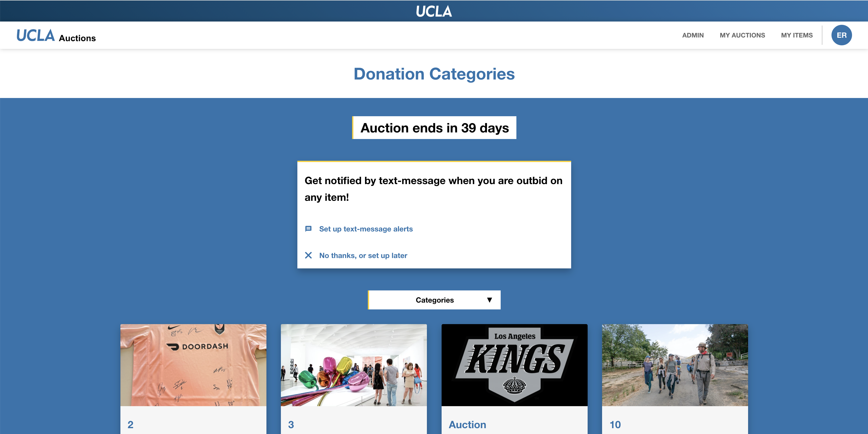 UCLA auction platform — auction catalog page