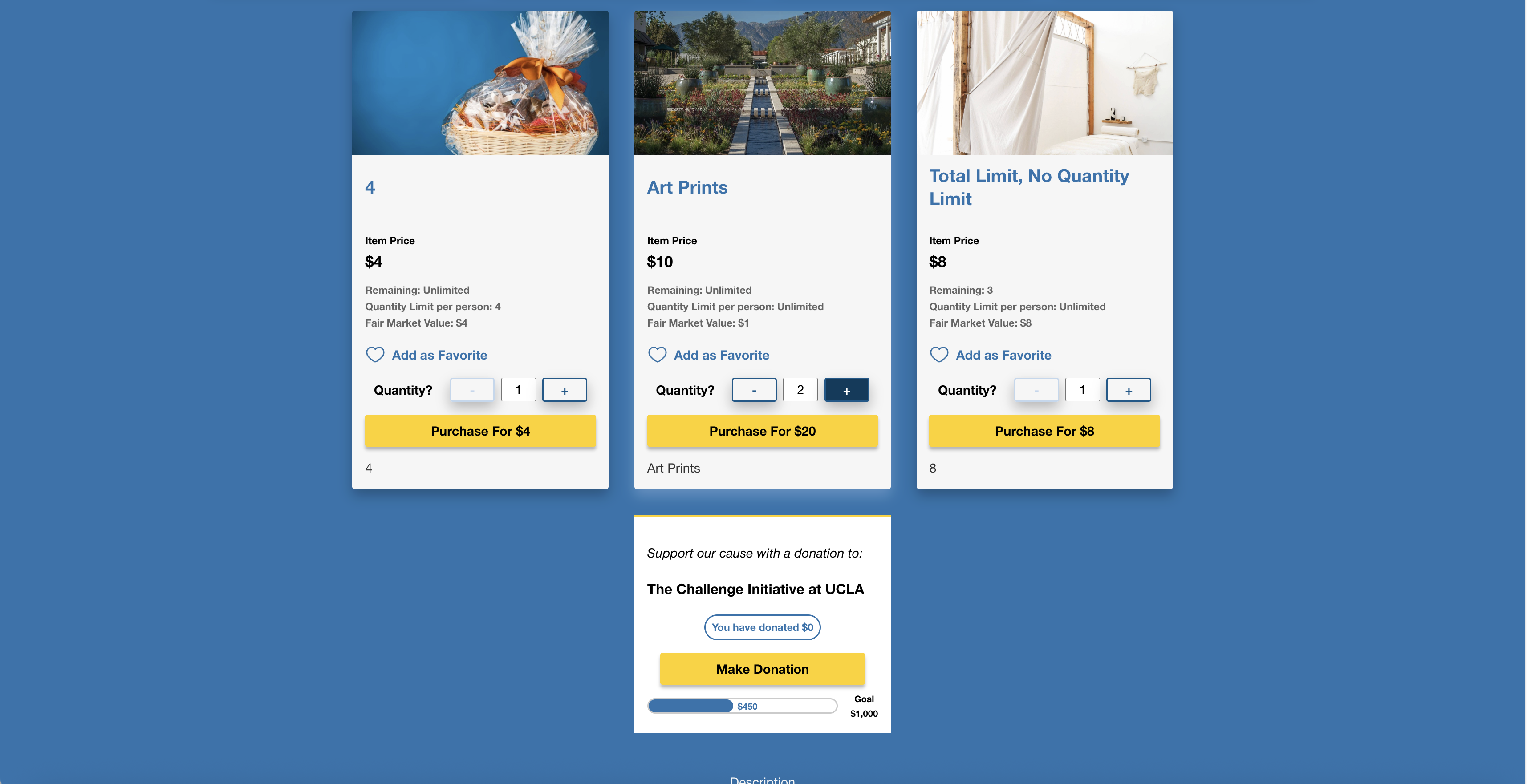 UCLA auction platform — item purchase flow