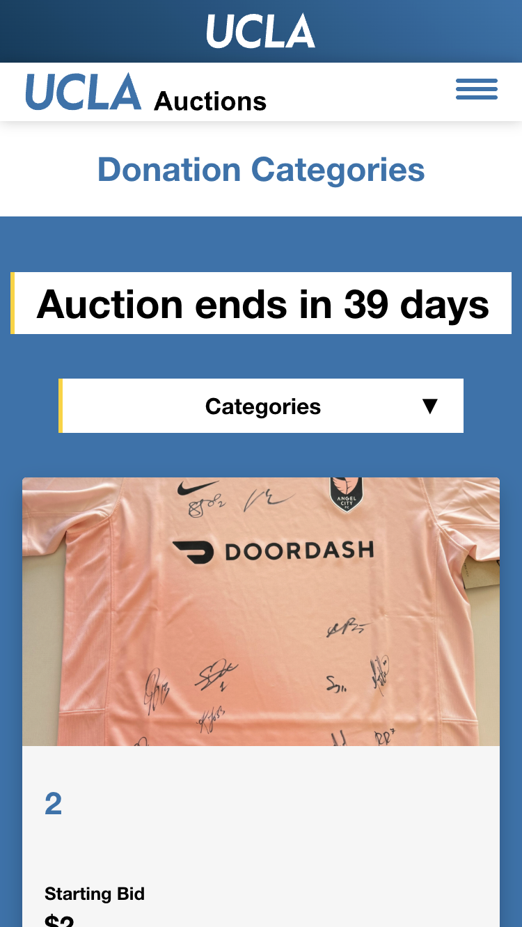 UCLA auction platform — mobile bidding experience