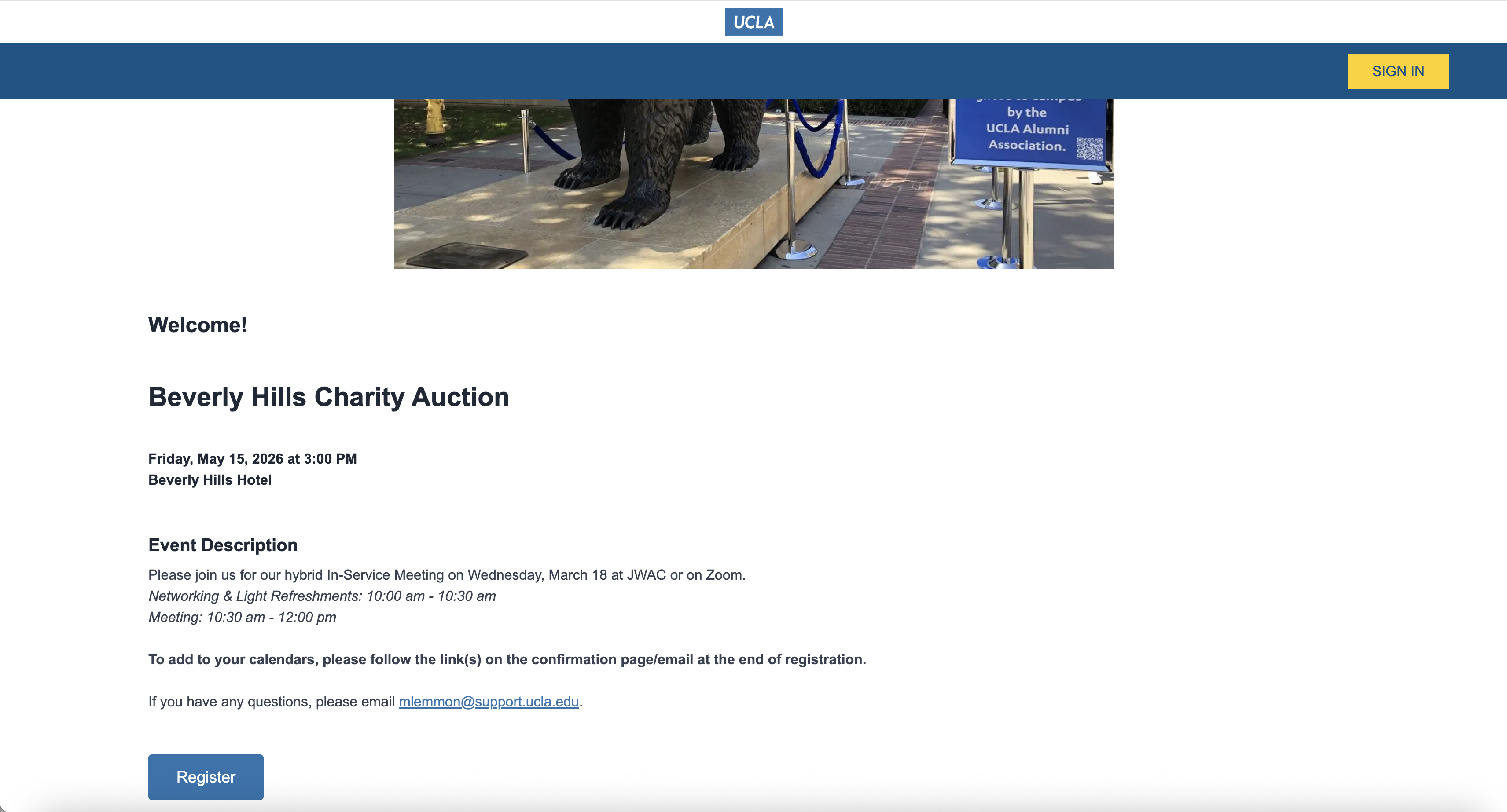 UCLA RSVP platform — event landing page for constituents